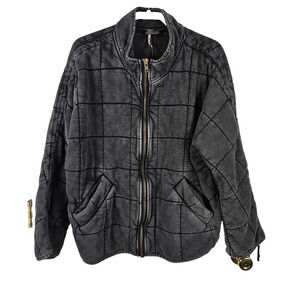 Free People Dolman Quilted Knit Oversized Jacket Slouch Size M Cozy OB1370617